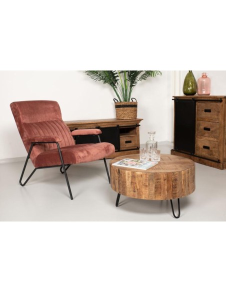 table basse wooden iron 82x82x45 cm