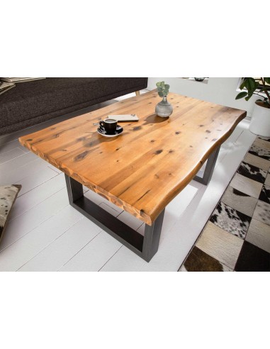 int-1446 - table basse erica a en acacia + pieds u metal nr  - 120x60