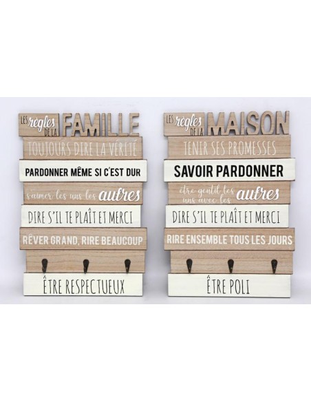 fr plaque regles maison + pateres 43x60c