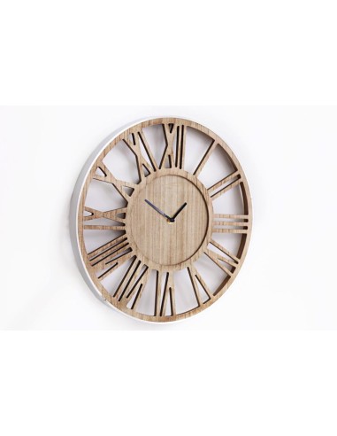 pendule bois contour argent 40cm