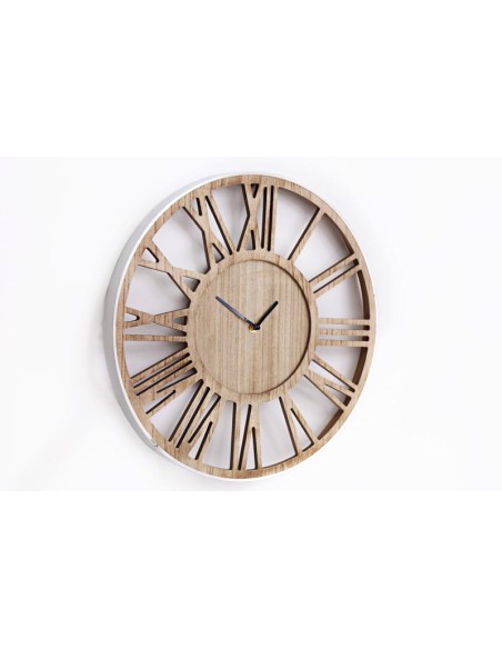 pendule bois contour argent 40cm