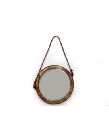 miroir rond en bois a suspendre 56x56cm
