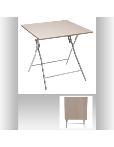 164657c - table pli 4p 80x80cm taupe
