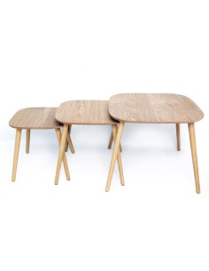 3/3 tables carré bois clair