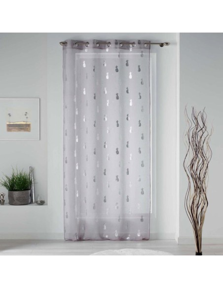 1626047-panneau a oeillets 130 x 240 cm voile sable imprime metallise samba gris