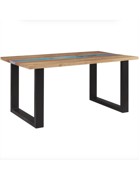 ledtlgbk - table rasin  200x100 noir acacia avec pds u noir 200x101
