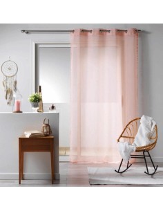 1625856-panneau a oeillets 140 x 240 cm voile sable pompons galoni rose pale