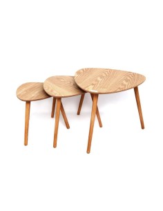 3/3 tables gigones ovales bois clair