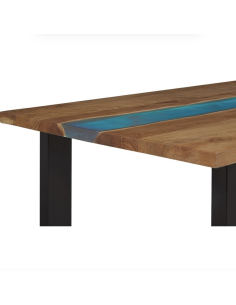 ledtlgbk - table rasin 200x100 blanc acacia avec pds u noir 200x102