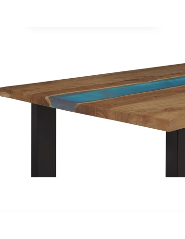 ledtlgbk - table rasin 200x100 blanc acacia avec pds u noir 200x102