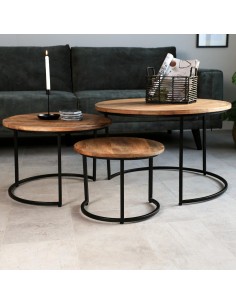 in9341197 - le lot de 3 tables d'appoint poly acacia gm 72x72x43