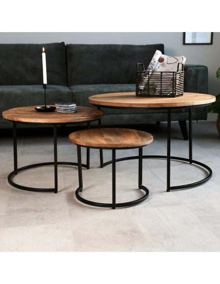 in9341197 - le lot de 3 tables d'appoint poly acacia gm 72x72x43