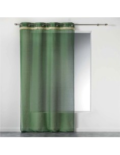 1408294-panneau a oeillets 140 x 240 cm voile sable+franges frangy vert