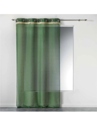 1408294-panneau a oeillets 140 x 240 cm voile sable+franges frangy vert
