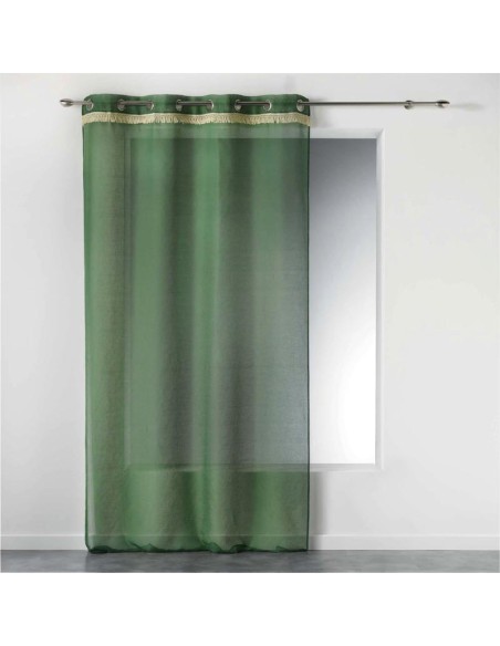 1408294-panneau a oeillets 140 x 240 cm voile sable+franges frangy vert