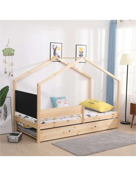 36155na-  - lit enfant ardoise woody bois avec tiroir 90x190