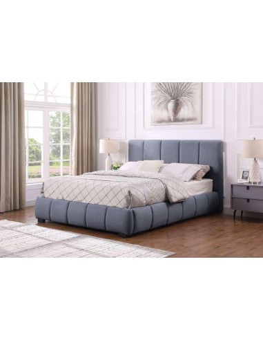 51266fu - annabelle tete de lit 160 en velours avec bouton