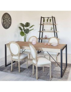 65820ga - chaise medaillon hevea assise+dos tissu finition gris/anthracite 49x56