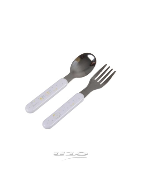 6rep219 - set de 2 couverts inox et plastique : fourchette + cuillere essen'ciel
