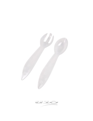 6rep229 - set de 2 couverts plastique cuillere + fourchette 13cm