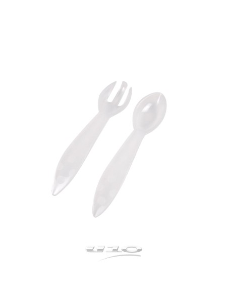6rep229 - set de 2 couverts plastique cuillere + fourchette 13cm
