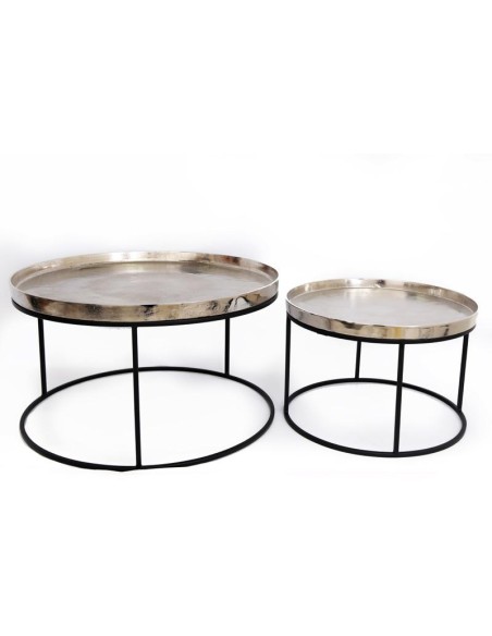 1/2 tables basse metal argent