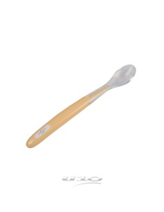 6rep217 - cuillere avec embout silicone manche plastique jaune