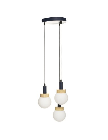 178918-suspension x3 metal verre "hotel" bleu navy d.26