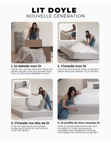 doyle 160 lit compressé light grey (beige) hydra 15 + sommier delio