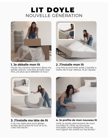 doyle 160 lit compressé light grey (beige) hydra 15 + sommier delio