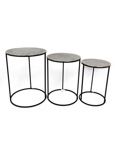 2/3 tables gigognes metal/alu rondes arg