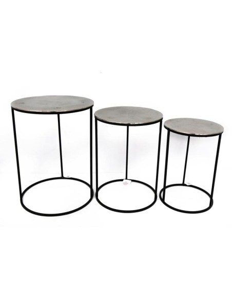 3/3 tables gigognes metal/alu rondes arg