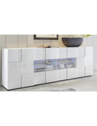 dama buffet 2p 4t blanc avec led 241x84x43