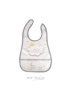 6rep245 - bavoir a scratch plastique avec poche recuperateur 45*28cm nuage essen