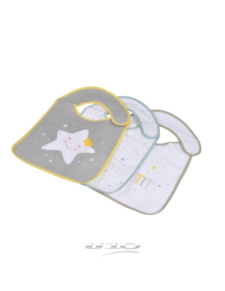 6rep235 - lot de 3 bavoirs scratch polyester 23*35cm essen'ciel