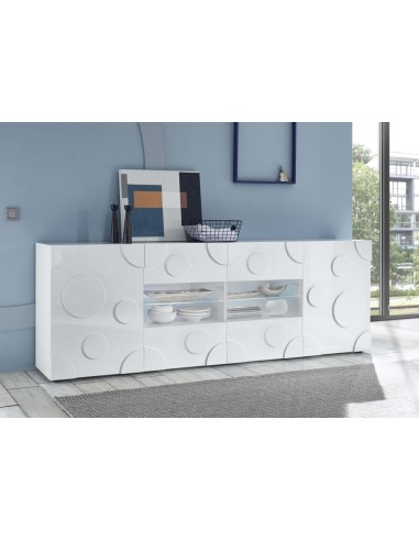 20 90 28-08 - buffet round  4 tiroirs blanc laque