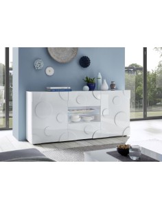 20 90 28- 05 - buffet round 2 tiroirs blanc laque