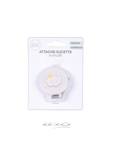 6rep215 - attache sucette avec fixation par clip nuage essen'ciel