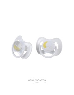 6rep231 - set de 2 sucettes silicone lune phosphorescente +6mois essen'ciel