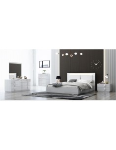 17205bl- salvador lit bois laqué blanc 160*200cm avec sommier 14 lattes