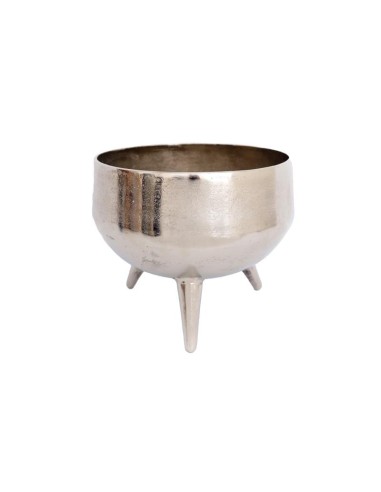 cache pot metal sur pied argent 35cm