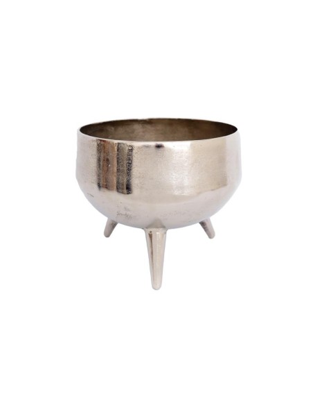 cache pot metal sur pied argent 35cm