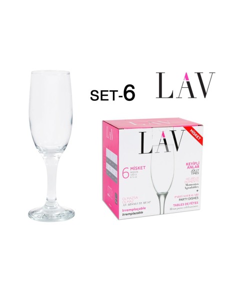 set 6 flutes champagne 190cc misket