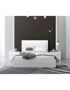 17204bl- salvador lit 180*200cm bois laqué blanc  avec sommier 14 lattes