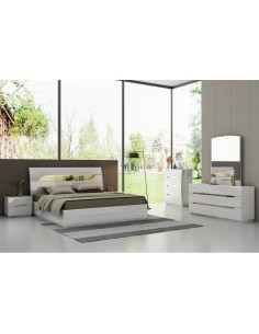 17215bl-evelyn  lit bois laqué blanc 160x200cm avec sommier 14 lattes