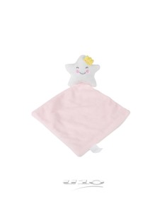 6pel238 - doudou mouchoir 18*18cm etoile rose 100% polyester essen'ciel
