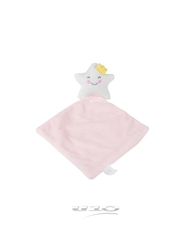 6pel238 - doudou mouchoir 18*18cm etoile rose 100% polyester essen'ciel