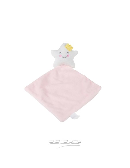 6pel238 - doudou mouchoir 18*18cm etoile rose 100% polyester essen'ciel