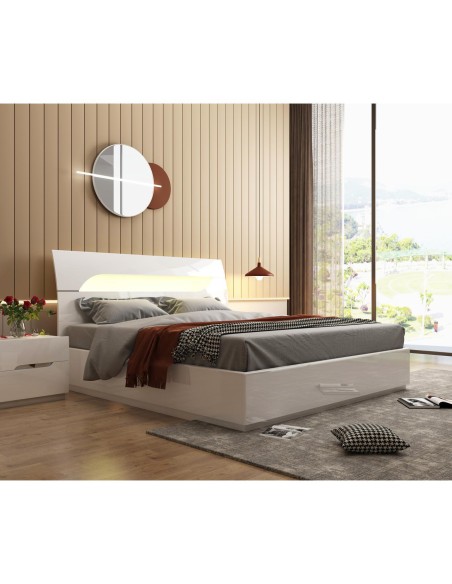 17216bl-evelyn chevet 2 tiroirs blanc laque 56x43x48h