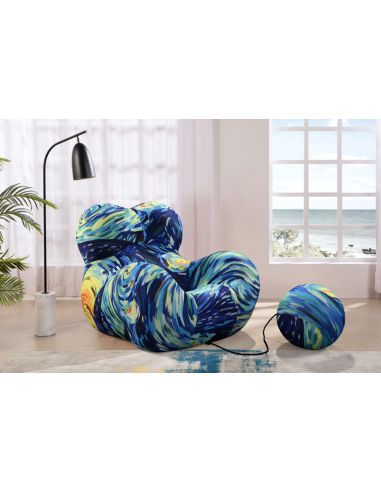 fauteuil novaten fabric_black words + yellow ff